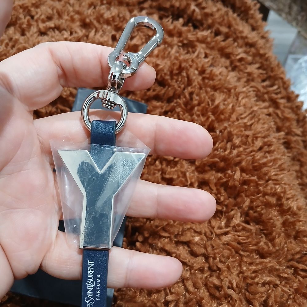 Saint Laurent Silver and Blue Keychain